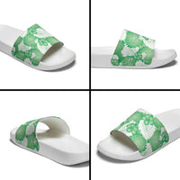 Green Aloha Hawaii Slide Sandals Monstera Hibiscus Plumeria Seamless Vibes - Polynesian Pride