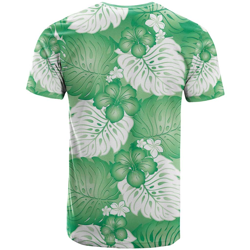 Green Aloha Hawaii T Shirt Monstera Hibiscus Plumeria Seamless Vibes - Polynesian Pride