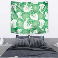 Green Aloha Hawaii Tapestry Monstera Hibiscus Plumeria Seamless Vibes - Polynesian Pride