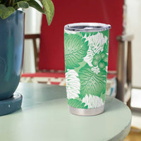Green Aloha Hawaii Tumbler Cup Monstera Hibiscus Plumeria Seamless Vibes - Polynesian Pride
