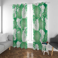 Green Aloha Hawaii Window Curtain Monstera Hibiscus Plumeria Seamless Vibes - Polynesian Pride