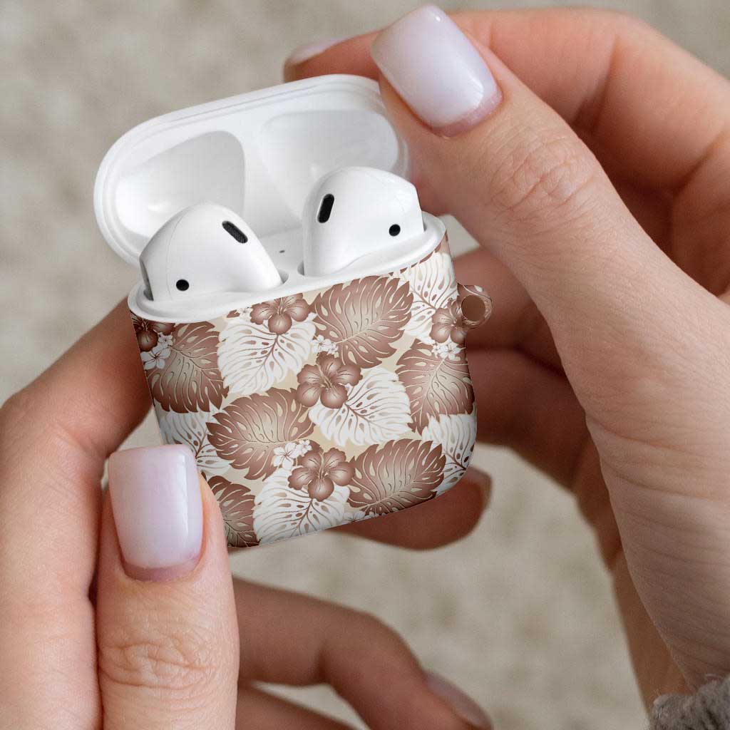 Mocha Mousse Aloha Hawaii AirPods Case Monstera Hibiscus Plumeria Seamless Vibes - Polynesian Pride