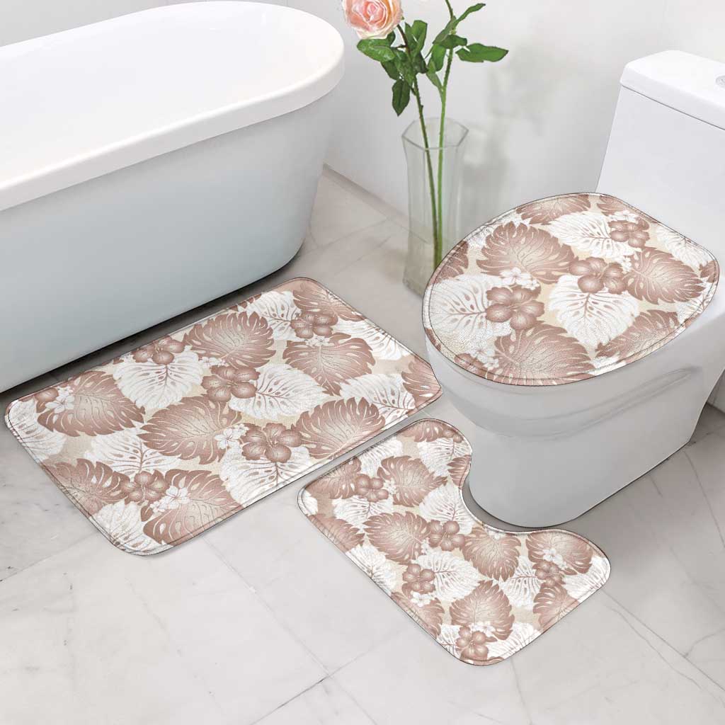 Mocha Mousse Aloha Hawaii Bathroom Set Monstera Hibiscus Plumeria Seamless Vibes - Polynesian Pride