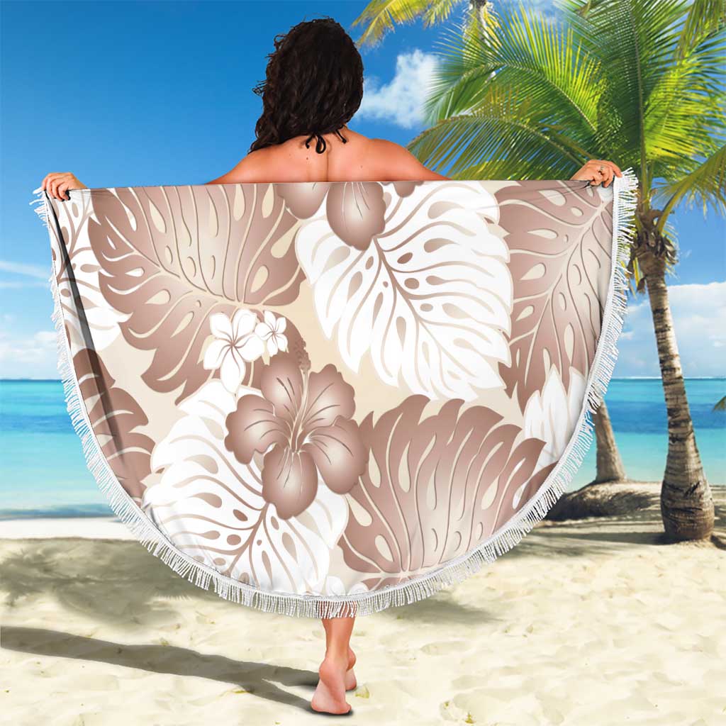 Mocha Mousse Aloha Hawaii Beach Blanket Monstera Hibiscus Plumeria Seamless Vibes - Polynesian Pride