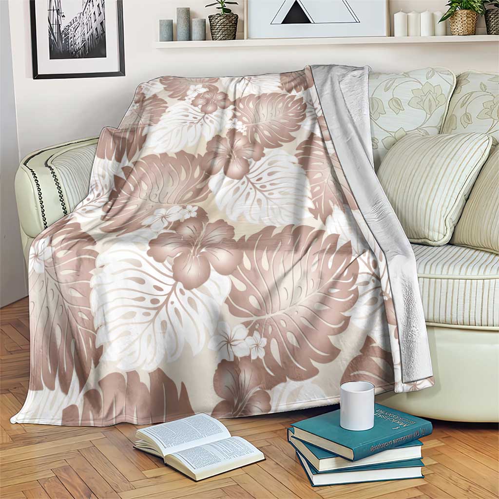 Mocha Mousse Aloha Hawaii Blanket Monstera Hibiscus Plumeria Seamless Vibes - Polynesian Pride