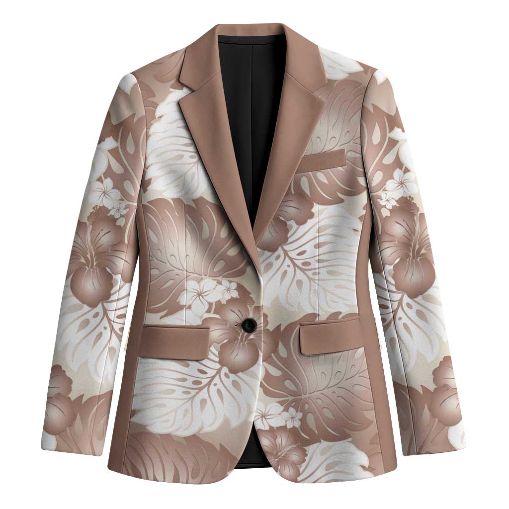 Mocha Mousse Aloha Hawaii Blazer Monstera Hibiscus Plumeria Seamless Vibes - Polynesian Pride