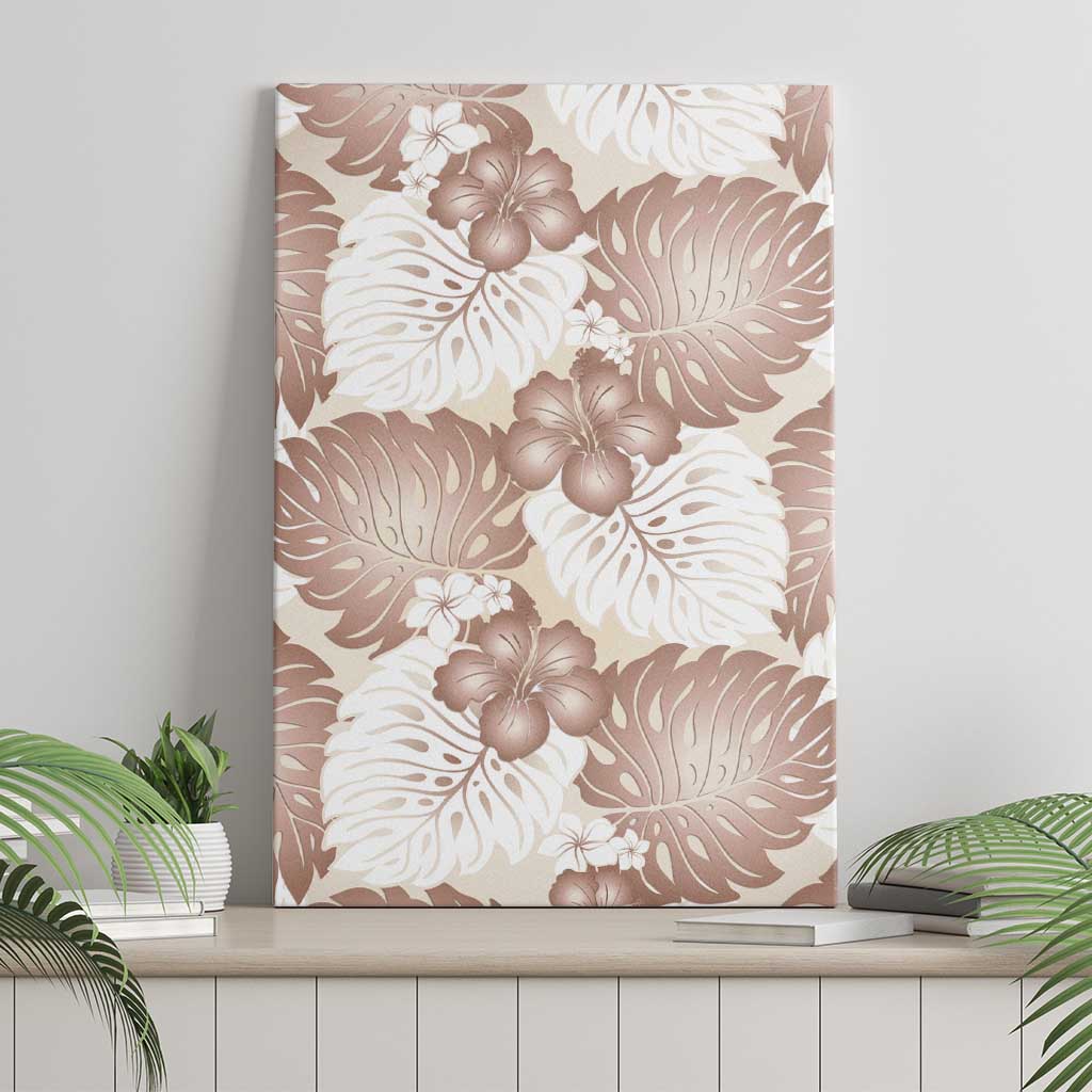 Mocha Mousse Aloha Hawaii Canvas Wall Art Monstera Hibiscus Plumeria Seamless Vibes - Polynesian Pride