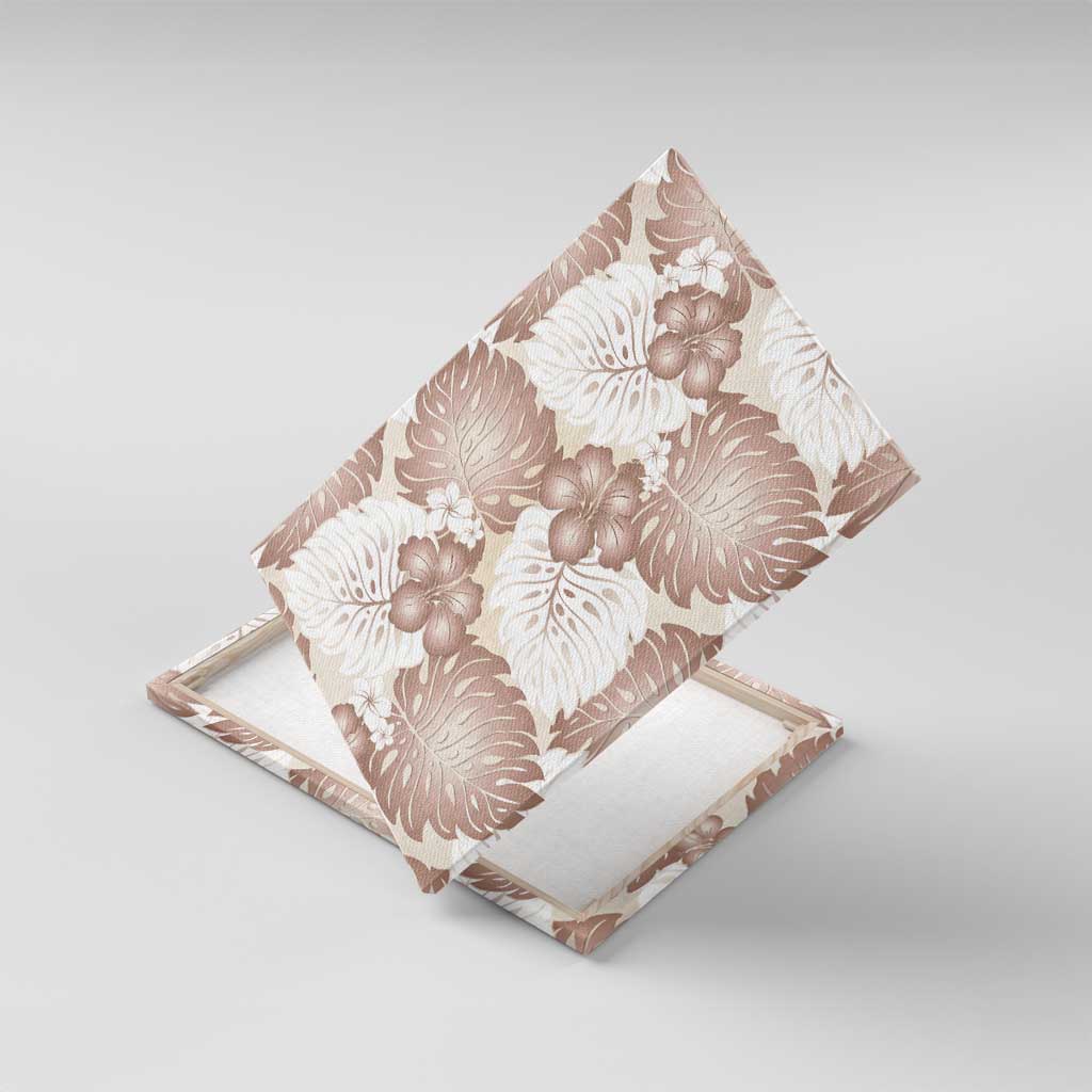 Mocha Mousse Aloha Hawaii Canvas Wall Art Monstera Hibiscus Plumeria Seamless Vibes - Polynesian Pride