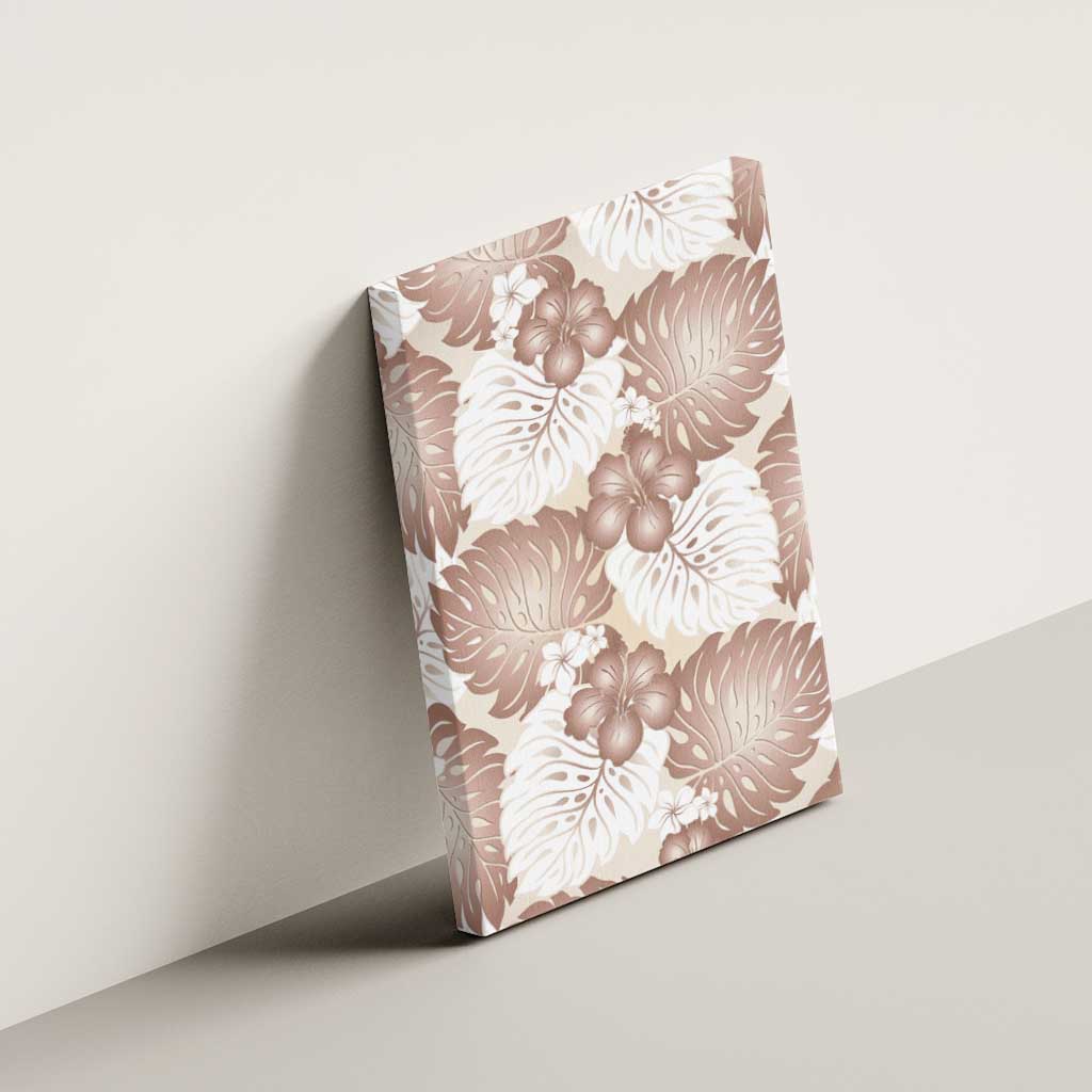 Mocha Mousse Aloha Hawaii Canvas Wall Art Monstera Hibiscus Plumeria Seamless Vibes - Polynesian Pride