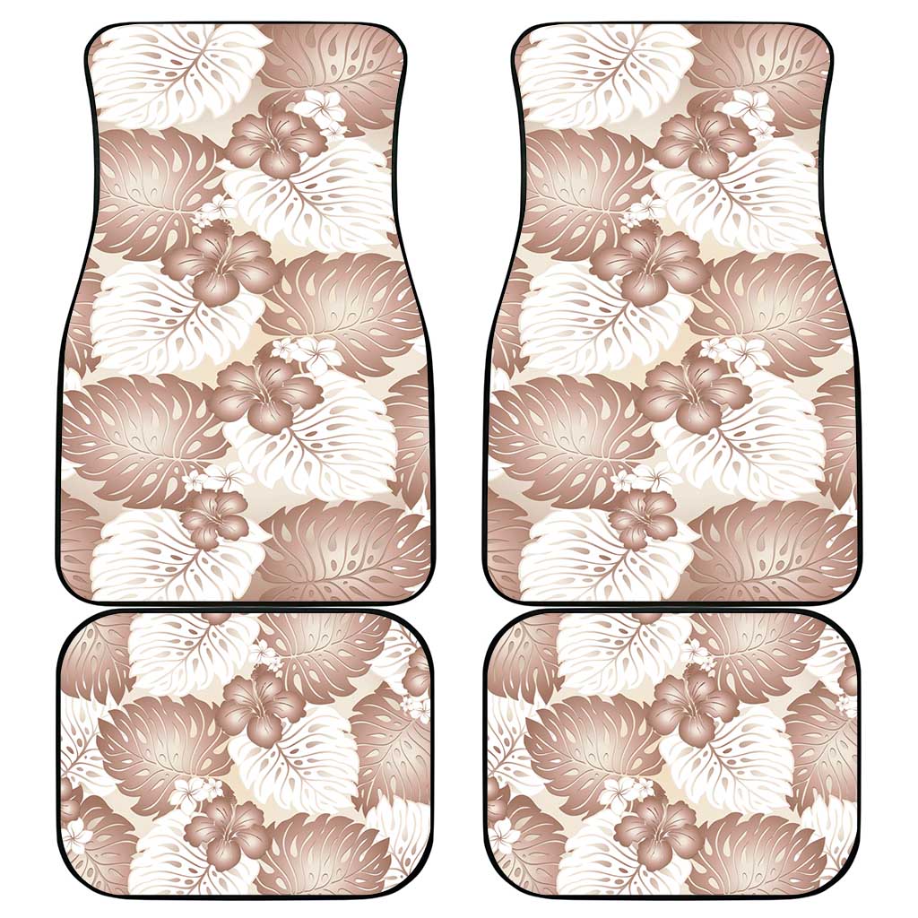 Mocha Mousse Aloha Hawaii Car Mats Monstera Hibiscus Plumeria Seamless Vibes - Polynesian Pride