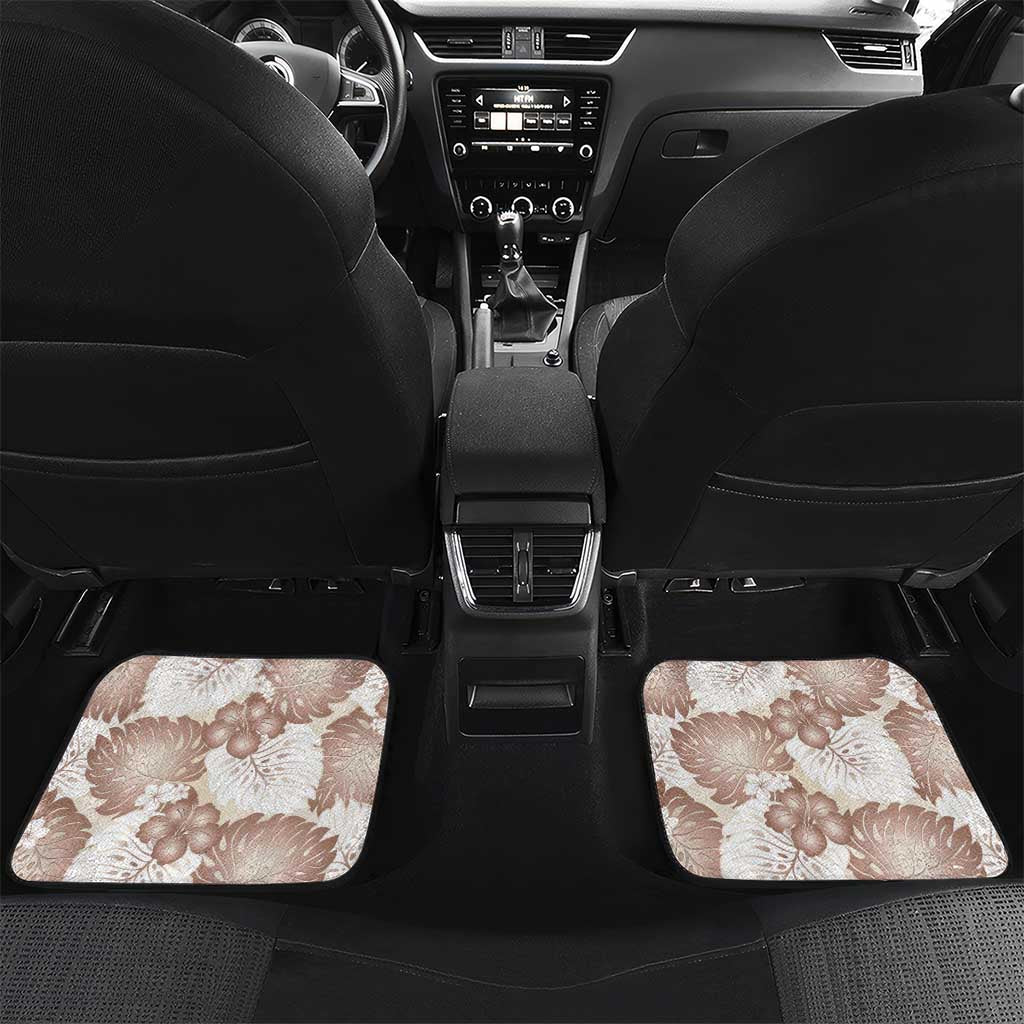 Mocha Mousse Aloha Hawaii Car Mats Monstera Hibiscus Plumeria Seamless Vibes - Polynesian Pride