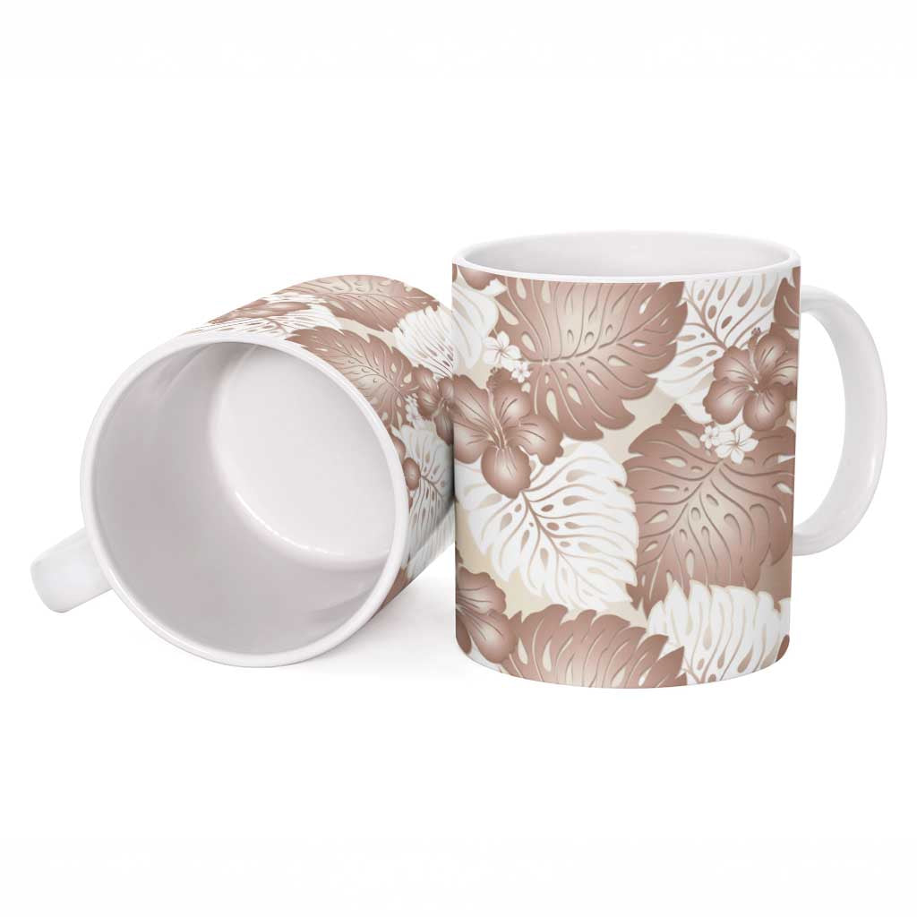 Mocha Mousse Aloha Hawaii Ceramic Mug Monstera Hibiscus Plumeria Seamless Vibes - Polynesian Pride