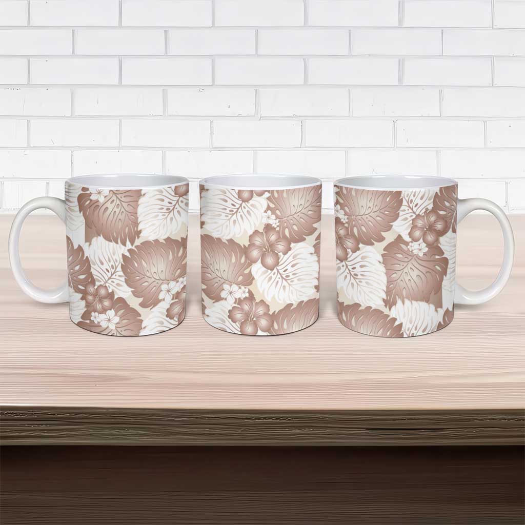 Mocha Mousse Aloha Hawaii Ceramic Mug Monstera Hibiscus Plumeria Seamless Vibes - Polynesian Pride