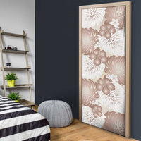 Mocha Mousse Aloha Hawaii Door Cover Monstera Hibiscus Plumeria Seamless Vibes - Polynesian Pride