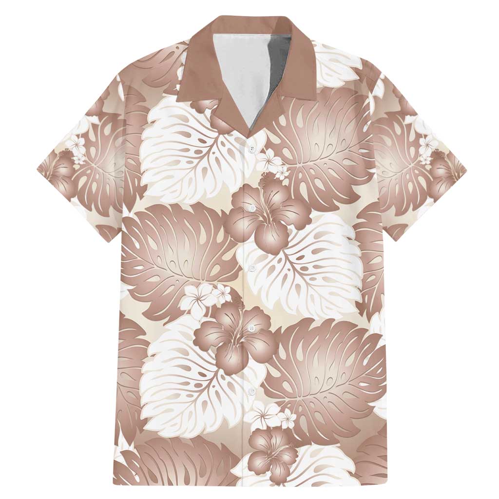 Mocha Mousse Aloha Hawaii Family Matching Mermaid Dress and Hawaiian Shirt Monstera Hibiscus Plumeria Seamless Vibes - Polynesian Pride