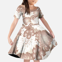 Mocha Mousse Aloha Hawaii Family Matching Off Shoulder Maxi Dress and Hawaiian Shirt Monstera Hibiscus Plumeria Seamless Vibes - Polynesian Pride