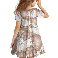 Mocha Mousse Aloha Hawaii Family Matching Off Shoulder Short Dress and Hawaiian Shirt Monstera Hibiscus Plumeria Seamless Vibes - Polynesian Pride