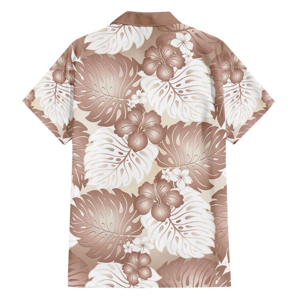 Mocha Mousse Aloha Hawaii Family Matching Puletasi and Hawaiian Shirt Monstera Hibiscus Plumeria Seamless Vibes - Polynesian Pride