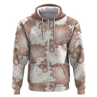 Mocha Mousse Aloha Hawaii Hoodie Monstera Hibiscus Plumeria Seamless Vibes - Polynesian Pride