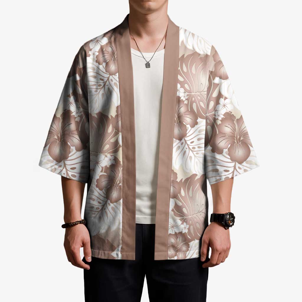 Mocha Mousse Aloha Hawaii Kimono Monstera Hibiscus Plumeria Seamless Vibes - Polynesian Pride