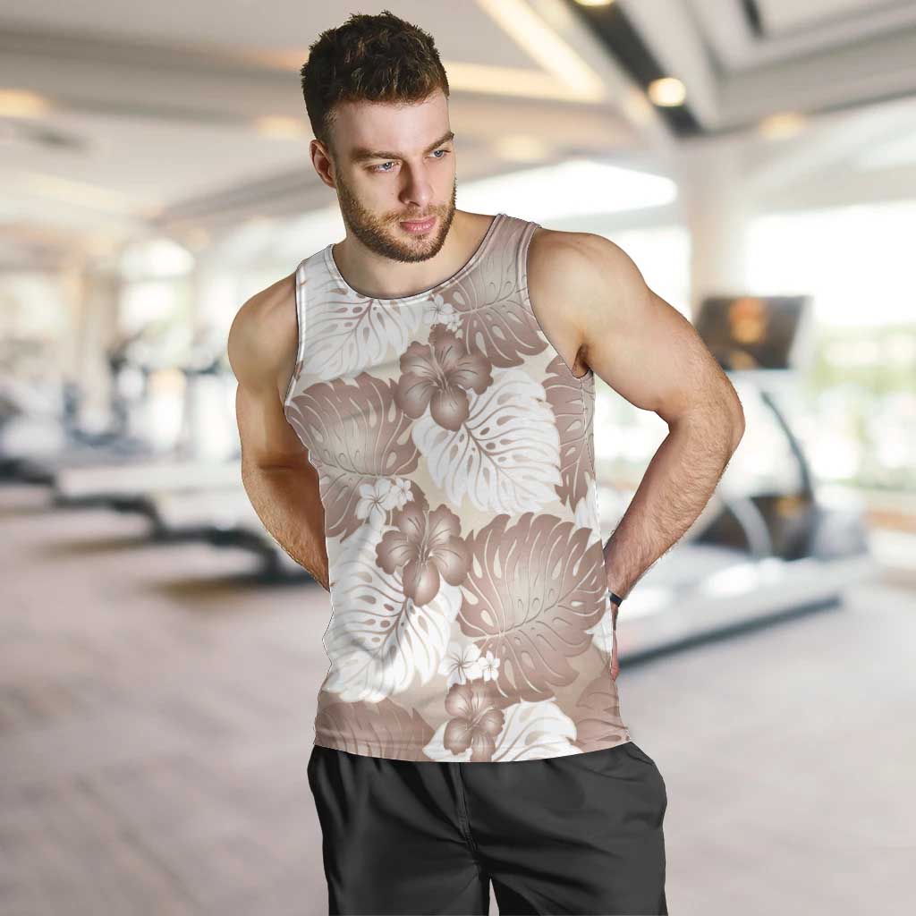 Mocha Mousse Aloha Hawaii Men Tank Top Monstera Hibiscus Plumeria Seamless Vibes - Polynesian Pride
