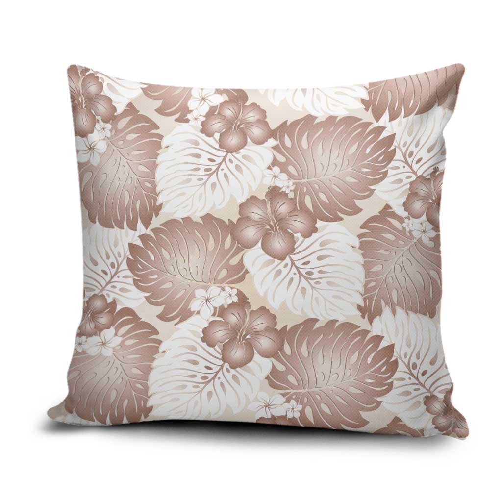 Mocha Mousse Aloha Hawaii Pillow Cover Monstera Hibiscus Plumeria Seamless Vibes - Polynesian Pride
