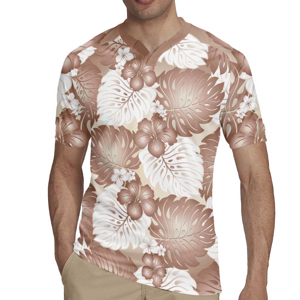 Mocha Mousse Aloha Hawaii Rugby Jersey Monstera Hibiscus Plumeria Seamless Vibes - Polynesian Pride