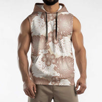 Mocha Mousse Aloha Hawaii Sleeveless Hoodie Monstera Hibiscus Plumeria Seamless Vibes - Polynesian Pride