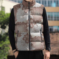 Mocha Mousse Aloha Hawaii Sleeveless Puffer Jacket Monstera Hibiscus Plumeria Seamless Vibes - Polynesian Pride