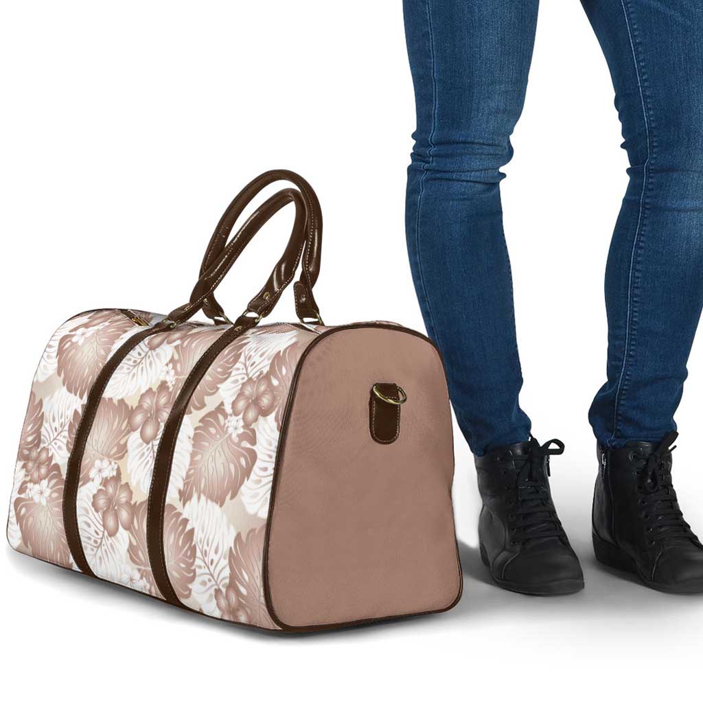 Mocha Mousse Aloha Hawaii Travel Bag Monstera Hibiscus Plumeria Seamless Vibes - Polynesian Pride