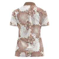 Mocha Mousse Aloha Hawaii Women Polo Shirt Monstera Hibiscus Plumeria Seamless Vibes - Polynesian Pride