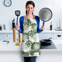 Sage Green Aloha Hawaii Apron Monstera Hibiscus Plumeria Seamless Vibes - Polynesian Pride