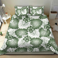 Sage Green Aloha Hawaii Bedding Set Monstera Hibiscus Plumeria Seamless Vibes - Polynesian Pride