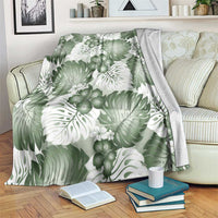 Sage Green Aloha Hawaii Blanket Monstera Hibiscus Plumeria Seamless Vibes - Polynesian Pride