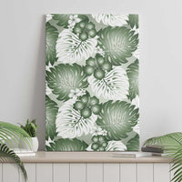 Sage Green Aloha Hawaii Canvas Wall Art Monstera Hibiscus Plumeria Seamless Vibes - Polynesian Pride