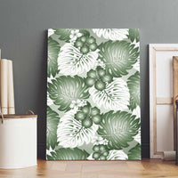 Sage Green Aloha Hawaii Canvas Wall Art Monstera Hibiscus Plumeria Seamless Vibes - Polynesian Pride