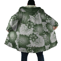 Sage Green Aloha Hawaii Cloak Monstera Hibiscus Plumeria Seamless Vibes - Polynesian Pride