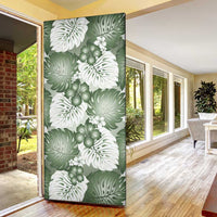 Sage Green Aloha Hawaii Door Cover Monstera Hibiscus Plumeria Seamless Vibes - Polynesian Pride