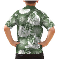 Sage Green Aloha Hawaii Family Matching Mermaid Dress and Hawaiian Shirt Monstera Hibiscus Plumeria Seamless Vibes - Polynesian Pride