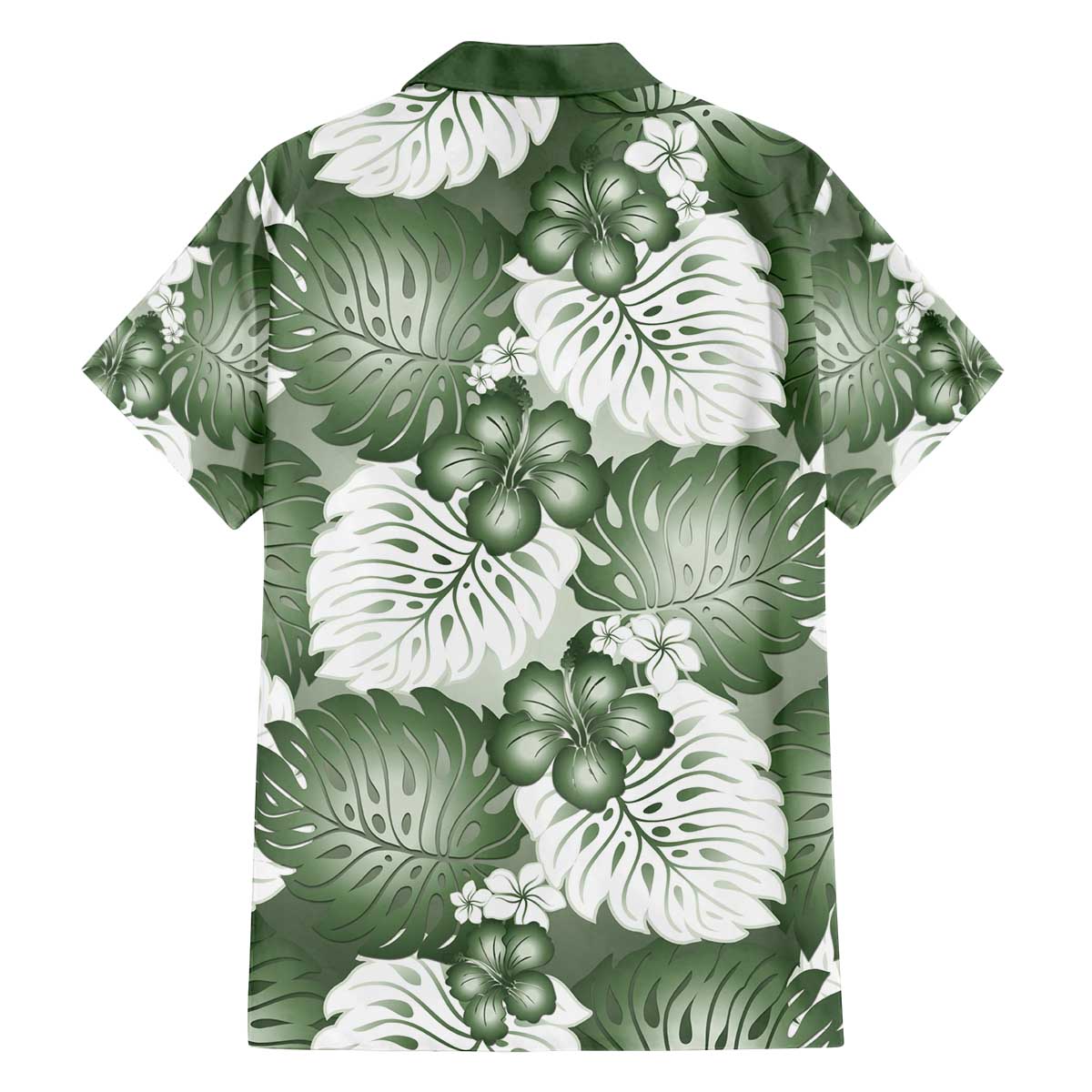 Sage Green Aloha Hawaii Family Matching Off The Shoulder Long Sleeve Dress and Hawaiian Shirt Monstera Hibiscus Plumeria Seamless Vibes - Polynesian Pride