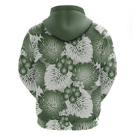 Sage Green Aloha Hawaii Hoodie Monstera Hibiscus Plumeria Seamless Vibes - Polynesian Pride