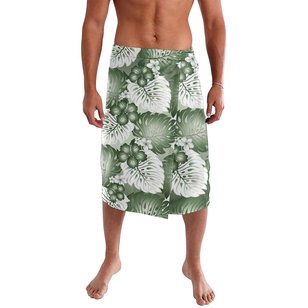 Sage Green Aloha Hawaii Lavalava Monstera Hibiscus Plumeria Seamless Vibes - Polynesian Pride