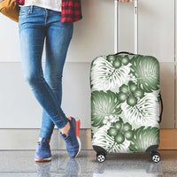Sage Green Aloha Hawaii Luggage Cover Monstera Hibiscus Plumeria Seamless Vibes - Polynesian Pride