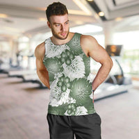 Sage Green Aloha Hawaii Men Tank Top Monstera Hibiscus Plumeria Seamless Vibes LT14 Sage Green - Polynesian Pride
