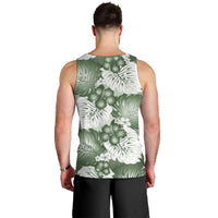 Sage Green Aloha Hawaii Men Tank Top Monstera Hibiscus Plumeria Seamless Vibes LT14 - Polynesian Pride