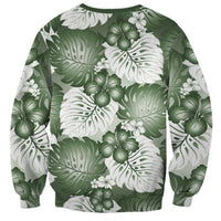 Sage Green Aloha Hawaii Sweatshirt Monstera Hibiscus Plumeria Seamless Vibes LT14 - Polynesian Pride