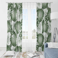 Sage Green Aloha Hawaii Window Curtain Monstera Hibiscus Plumeria Seamless Vibes - Polynesian Pride