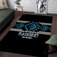Aotearoa Atua Ranginui Area Rug Maori Sky Father Taniko Motifs LT14 Blue - Polynesian Pride