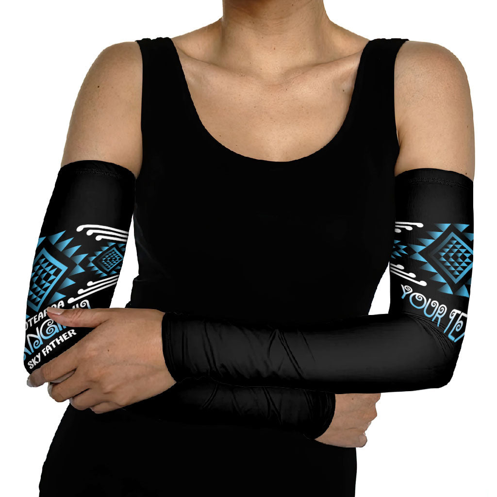 Aotearoa Atua Ranginui Personalised Arm Sleeves Maori Sky Father Taniko Motifs LT14 - Polynesian Pride