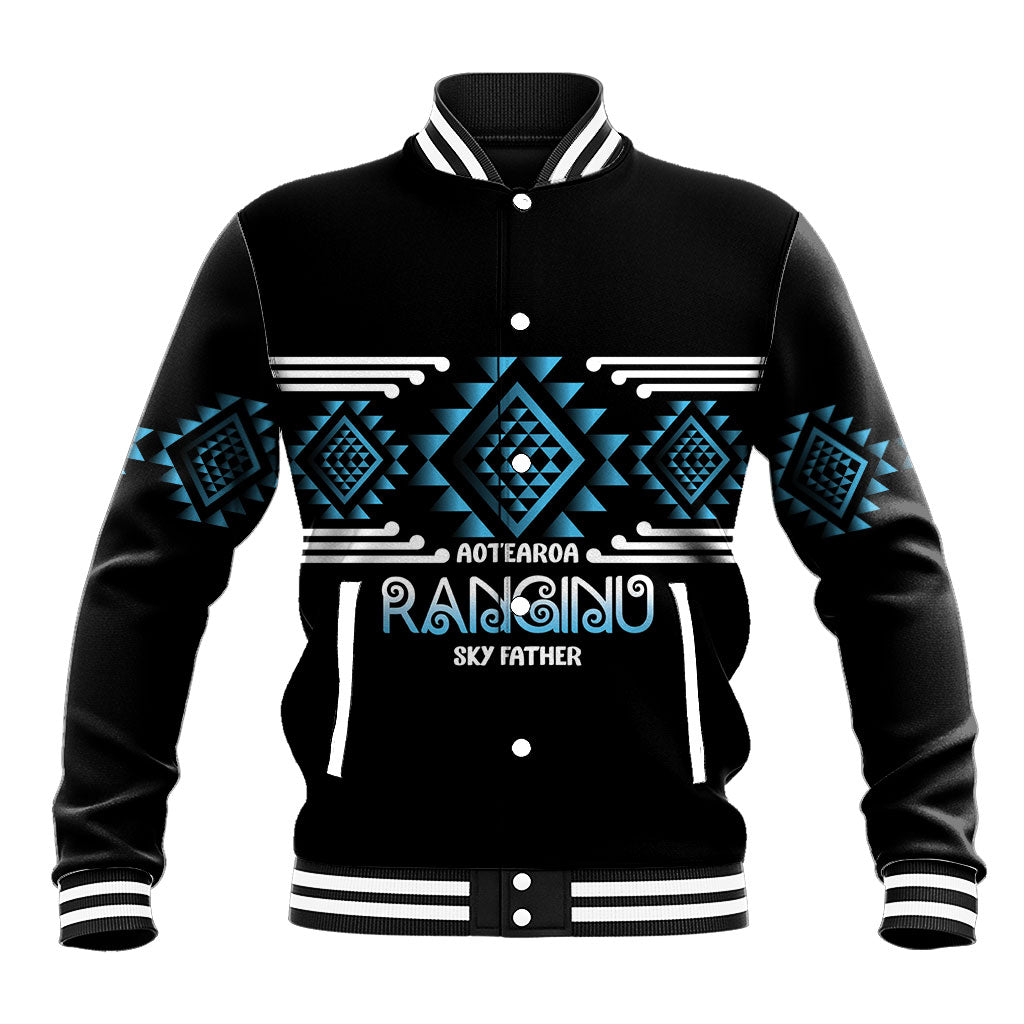 Aotearoa Atua Ranginui Personalised Baseball Jacket Maori Sky Father Taniko Motifs LT14 Unisex Blue - Polynesian Pride